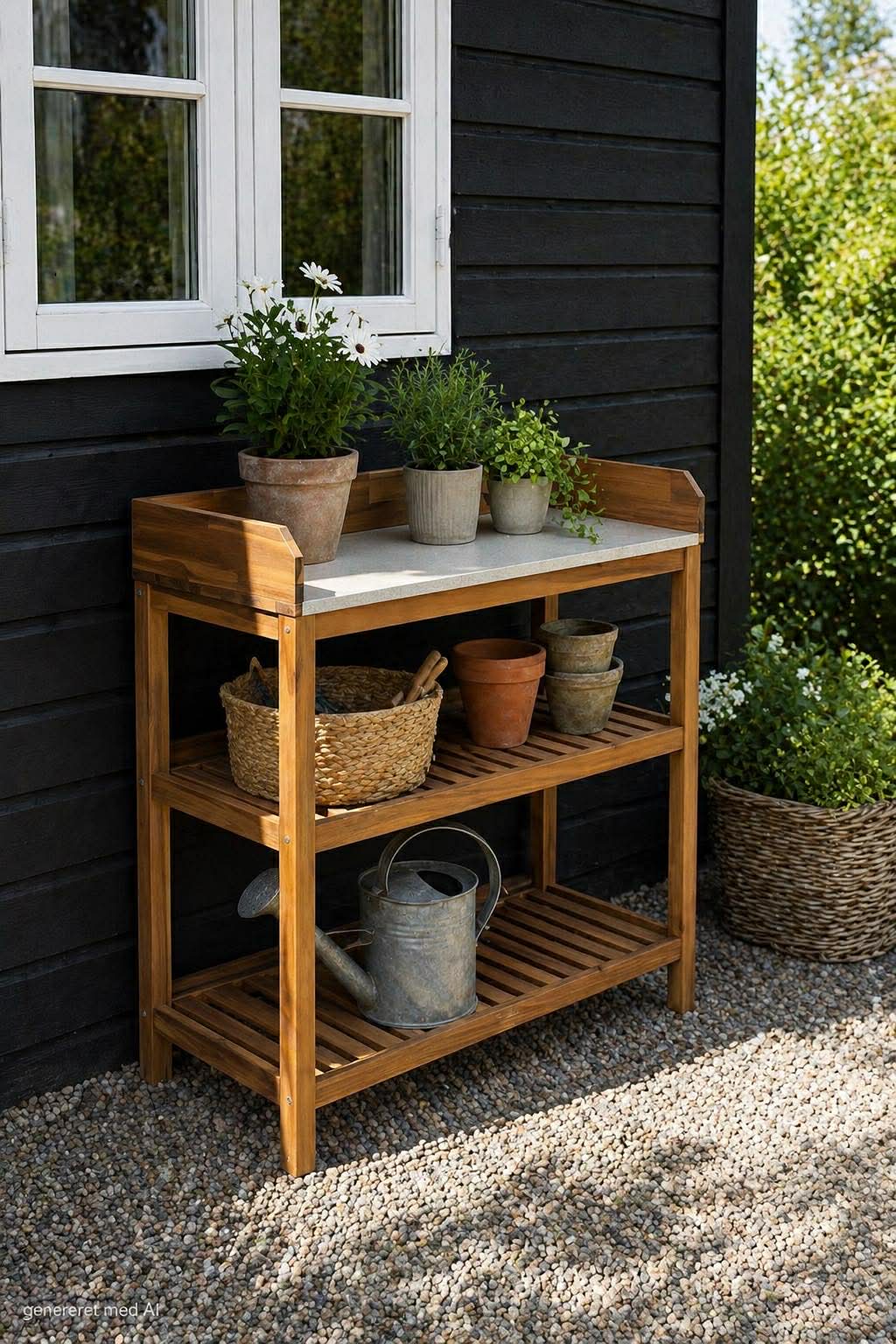 Table pour plantes en acacia