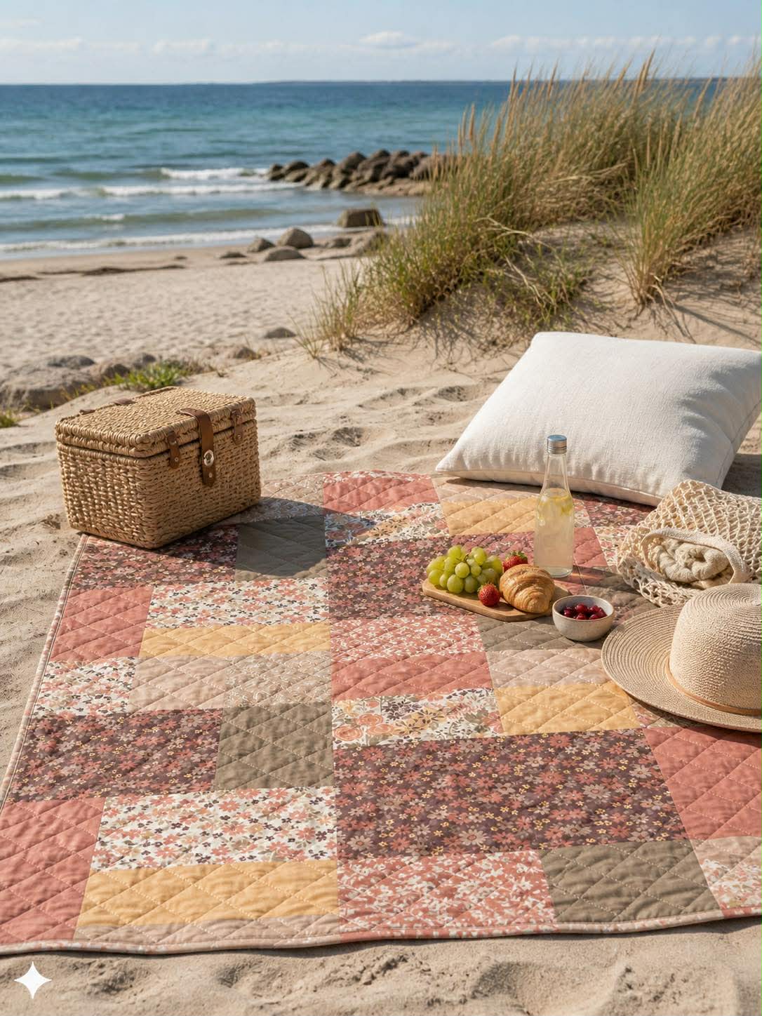 Plaid de pique-nique - Patchwork brun
