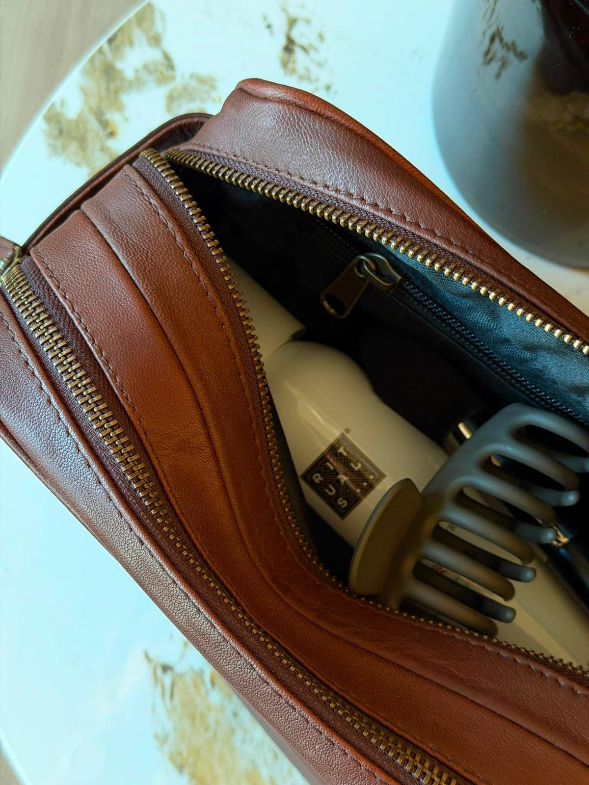 Trousse de toilette double Faust - Dark brown