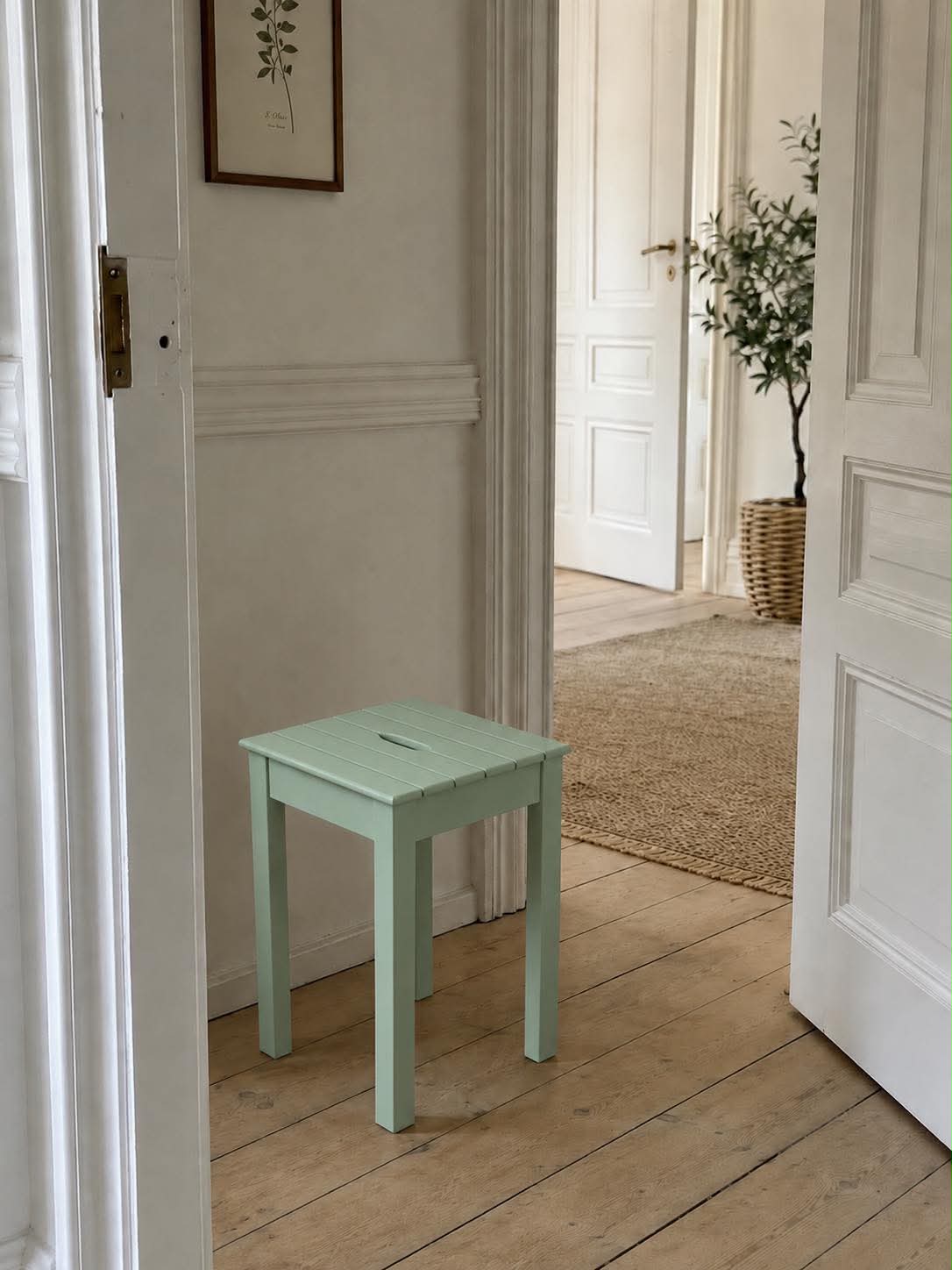 Tabouret vert poussiéreux - pour intérieur / extérieur