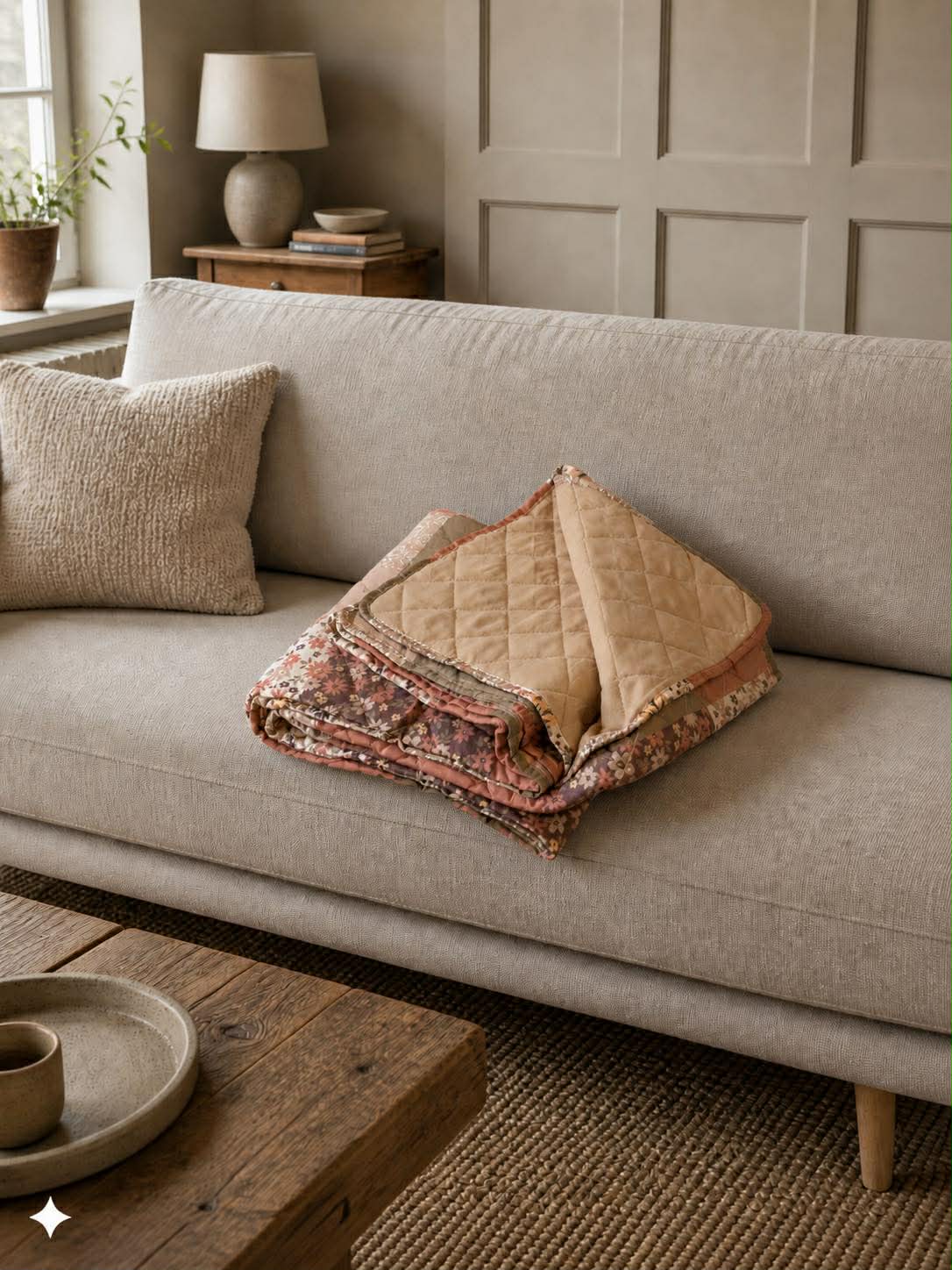 Plaid de pique-nique - Patchwork brun