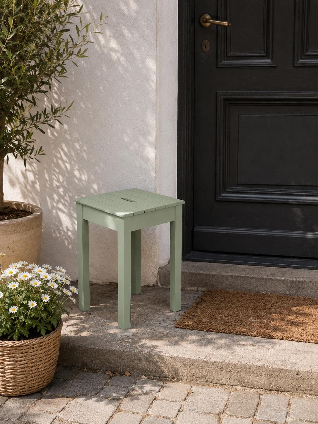 Tabouret vert poussiéreux - pour intérieur / extérieur