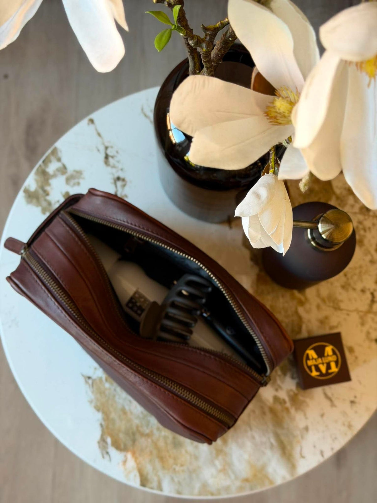 Trousse de toilette double Faust - Dark brown