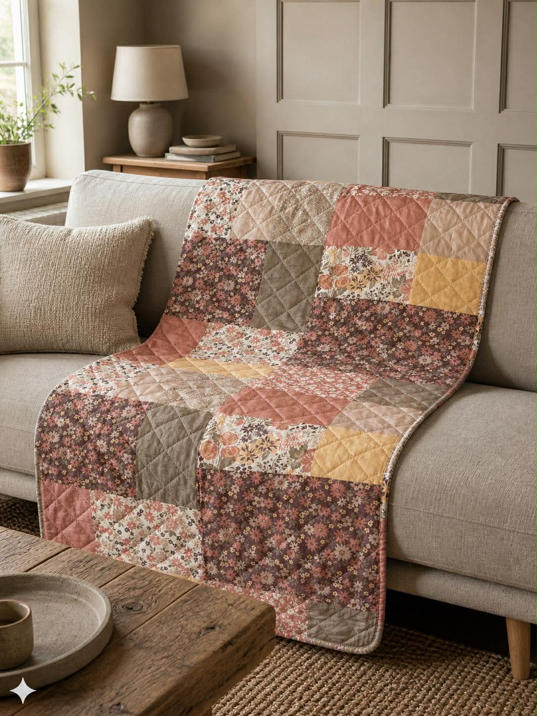 Plaid de pique-nique - Patchwork brun