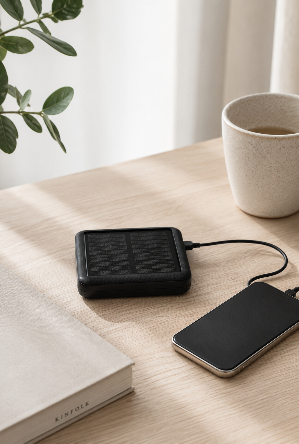 Mini batterie externe solaire avec câbles, 10 000 mAh