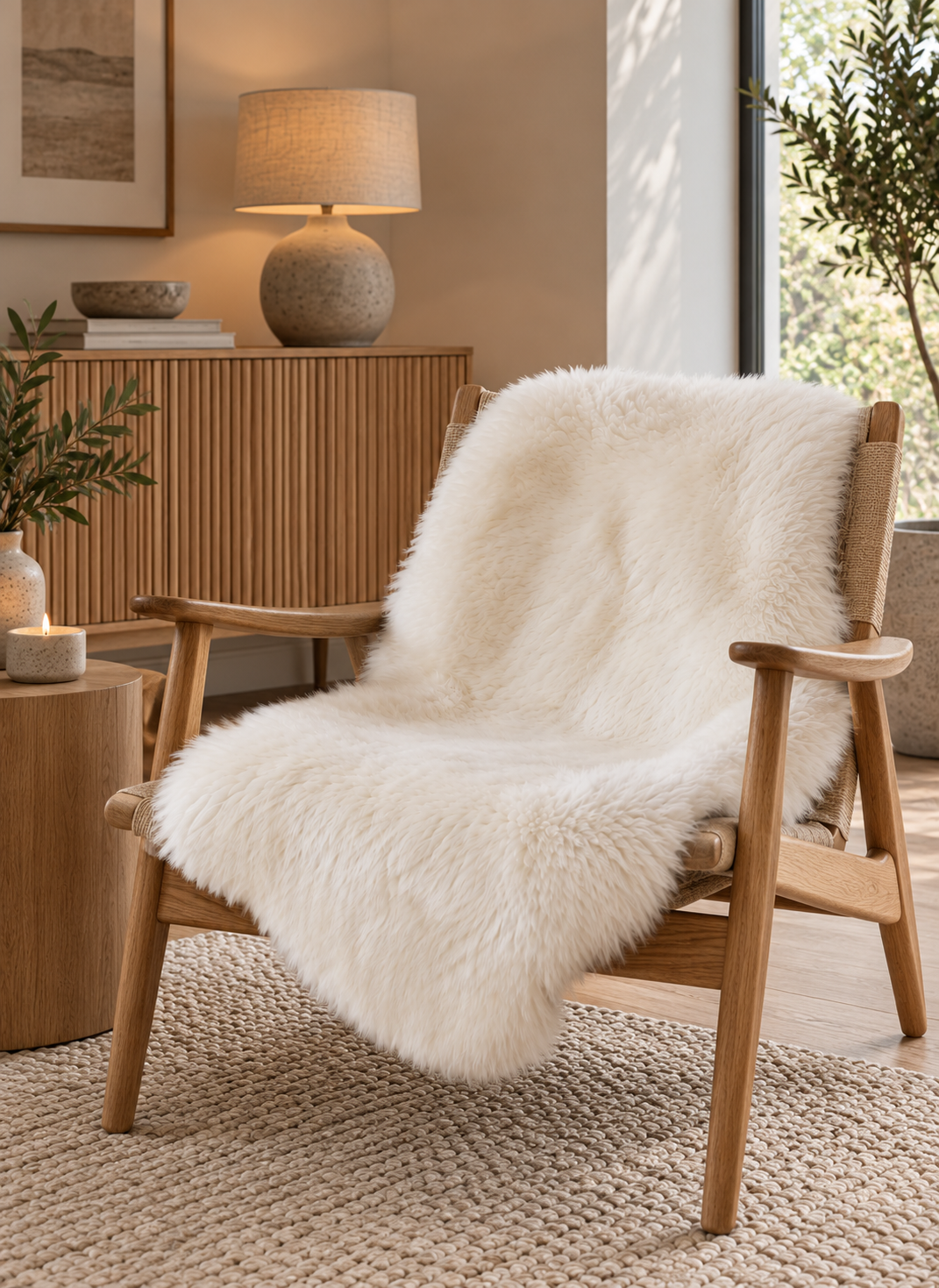 Peau d’agneau White/creme – Peau naturelle douce