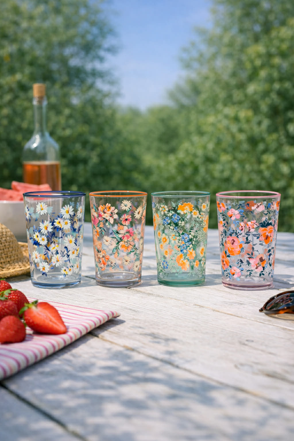 Verres à boire Flora - lot de 4 pièces