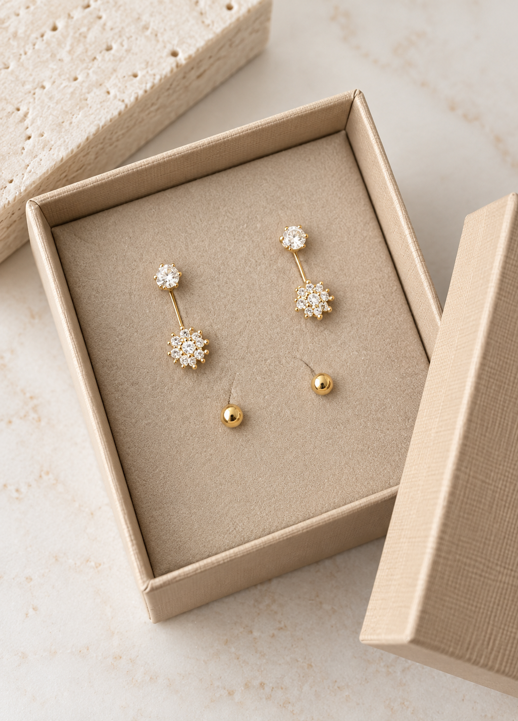 Boîte Mix avec 6 boucles d’oreilles - Ivy plaqué or 18 carats