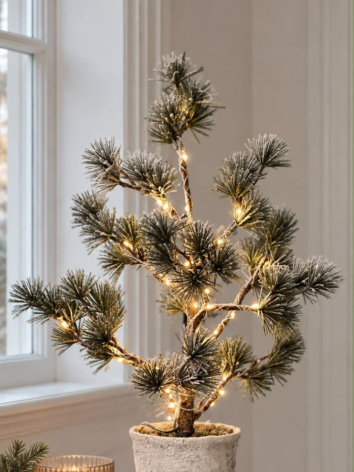 Cèdre décoratif avec guirlande lumineuse - 45 cm