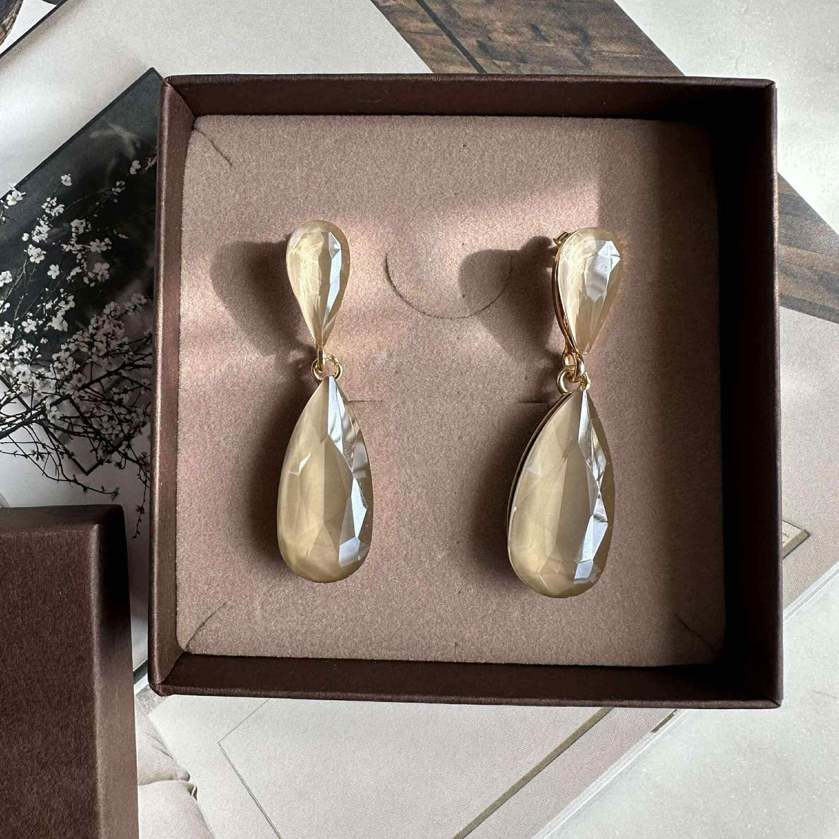 Boucles d’oreilles Maise goutte - Champagne