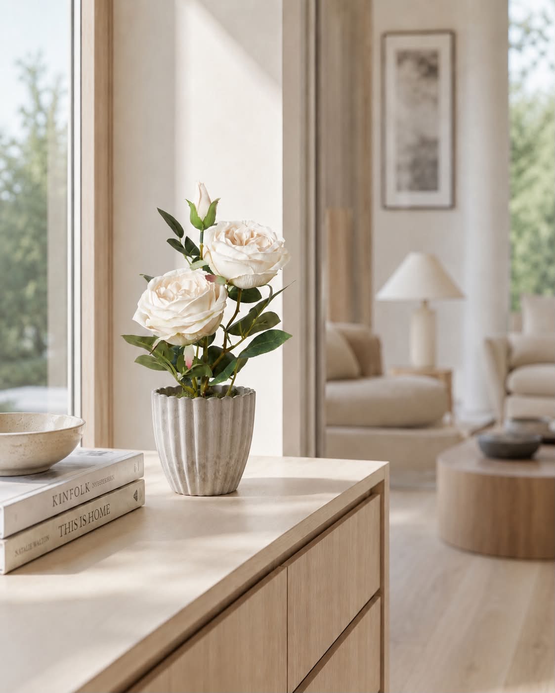 Rose en pot - Blanche
