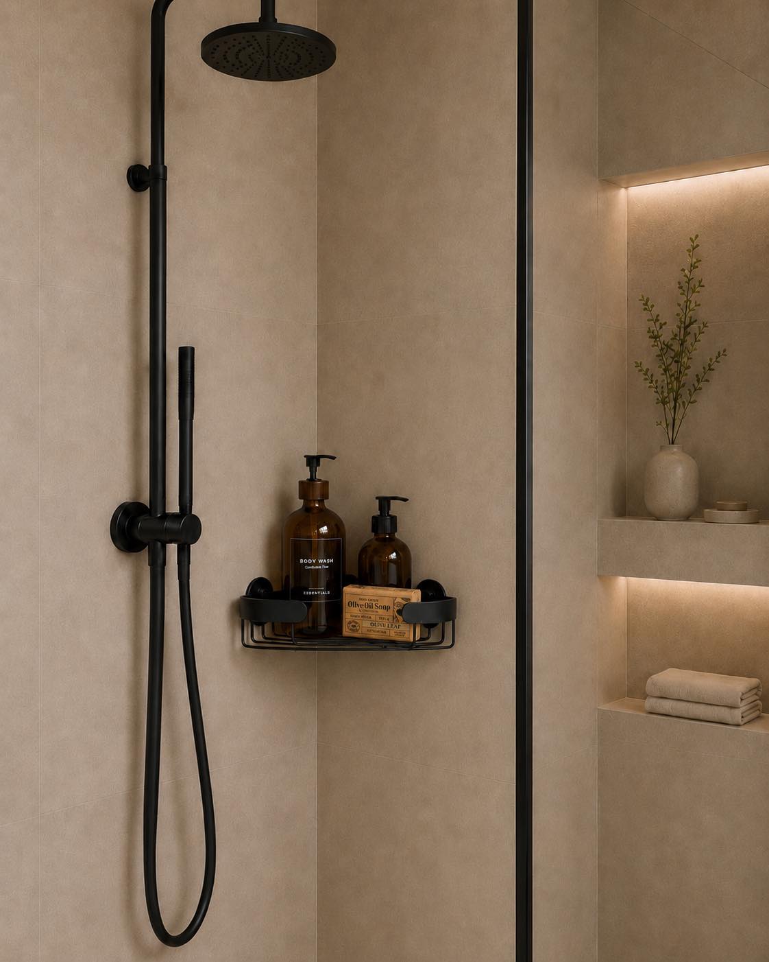 Étagère d’angle pour salle de bain - Aluminium noir