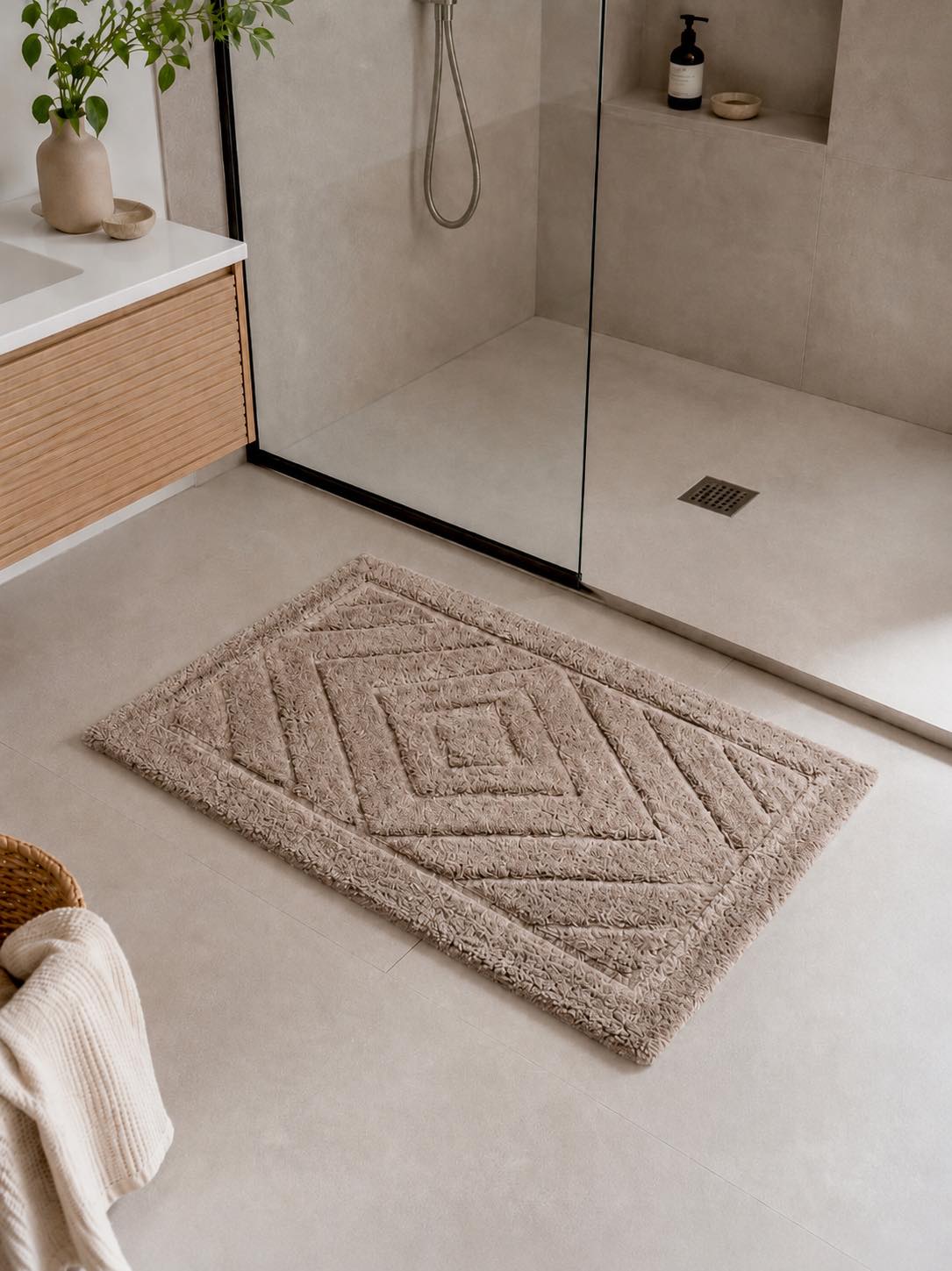 Tapis de bain à rectangles - Plusieurs couleurs