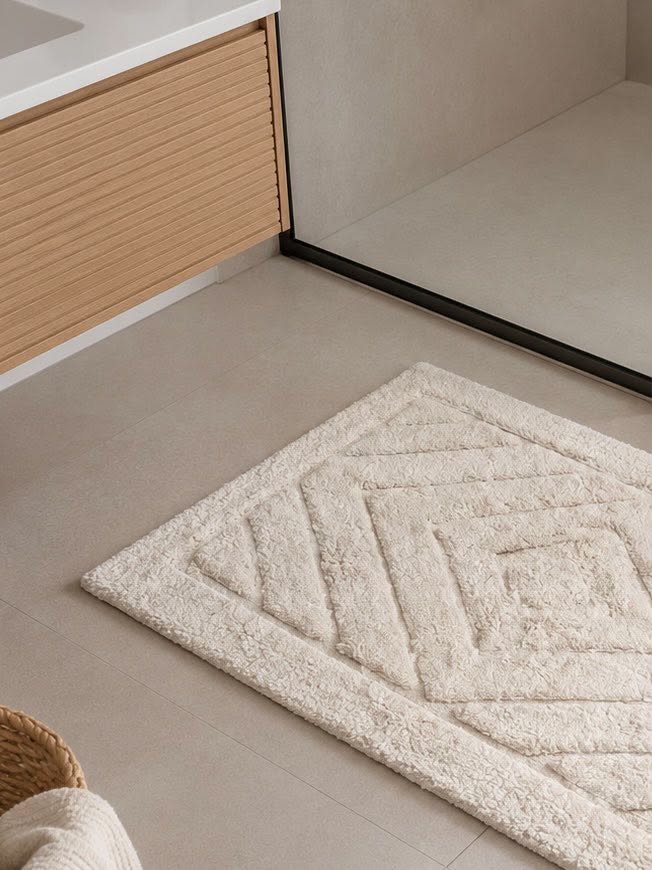 Tapis de bain à rectangles - Plusieurs couleurs