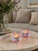 Bougeoir rose fleur  - Lot de 2