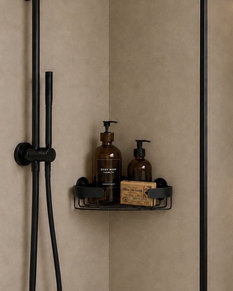 Étagère d’angle pour salle de bain - Aluminium noir