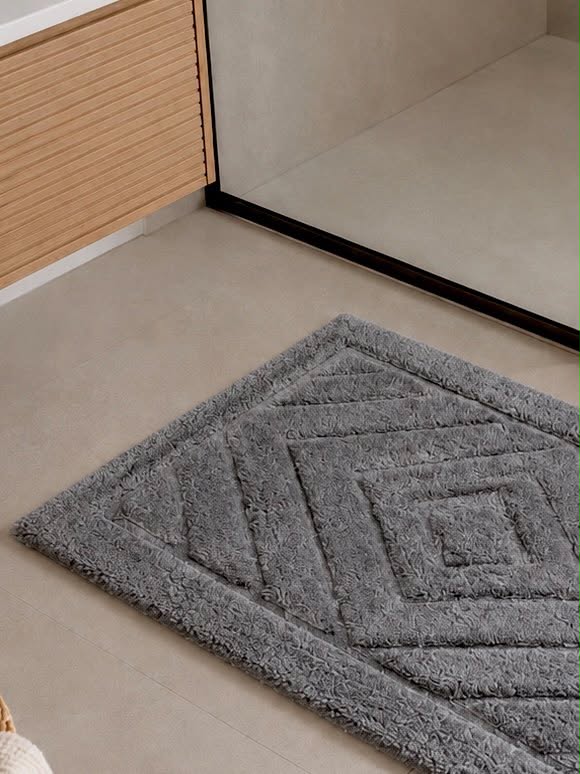 Tapis de bain à rectangles - Plusieurs couleurs