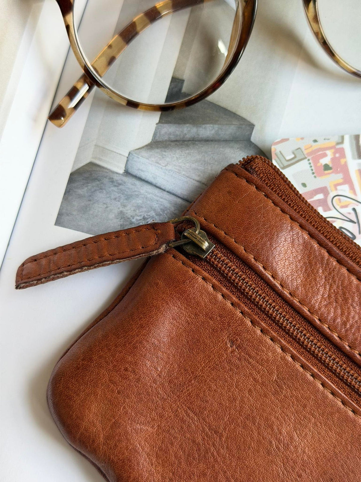 Portefeuille - washed dark cognac