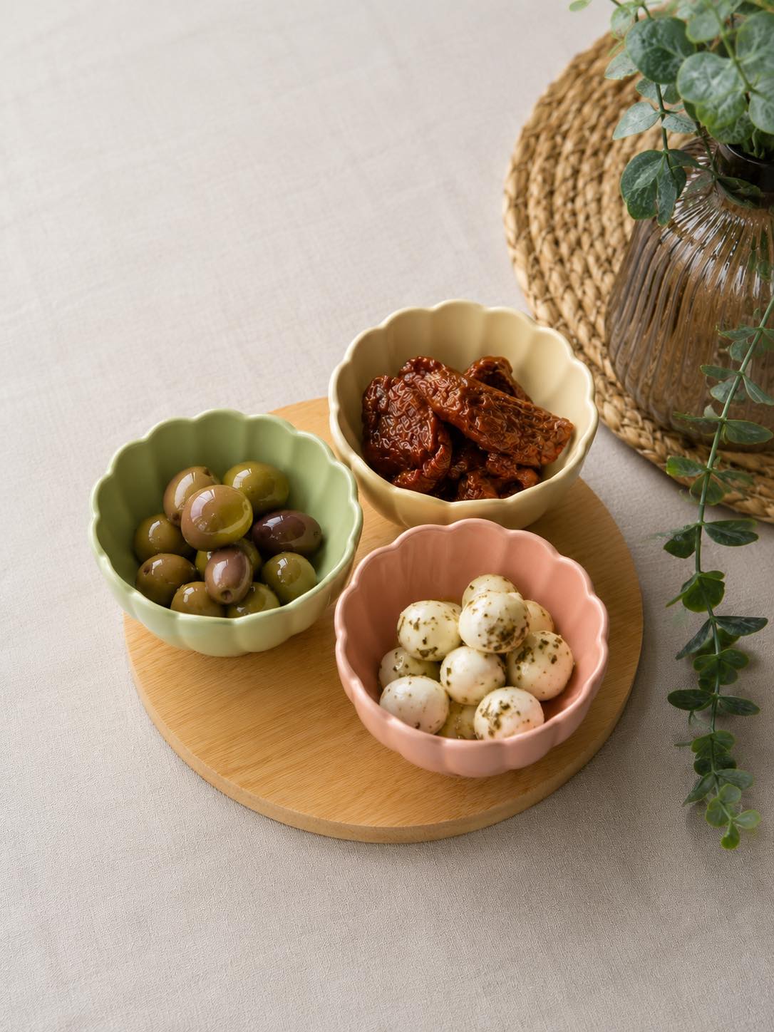 Tapas Twist - 3 bols sur plat rond