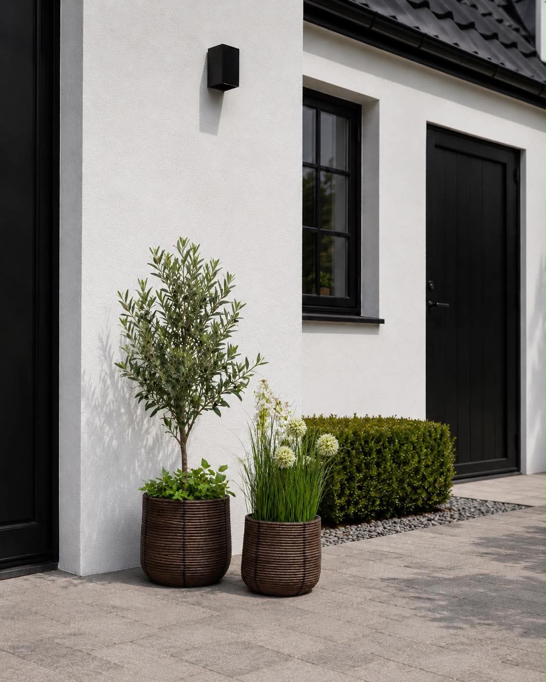 Paniers à plantes RATTAN  – Lot de 2 tailles