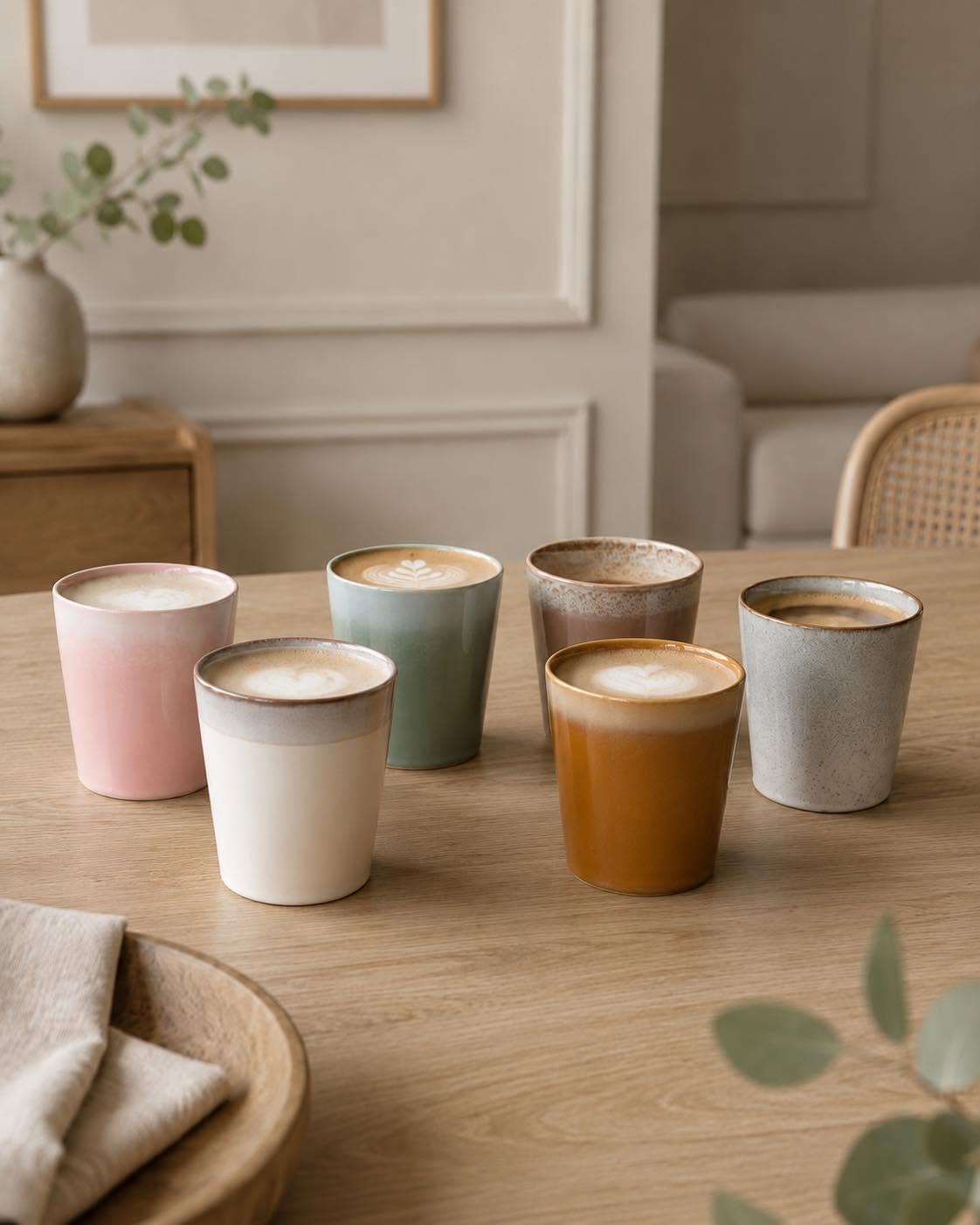 Tasses en grès - 6 pcs - Plusieurs tailles