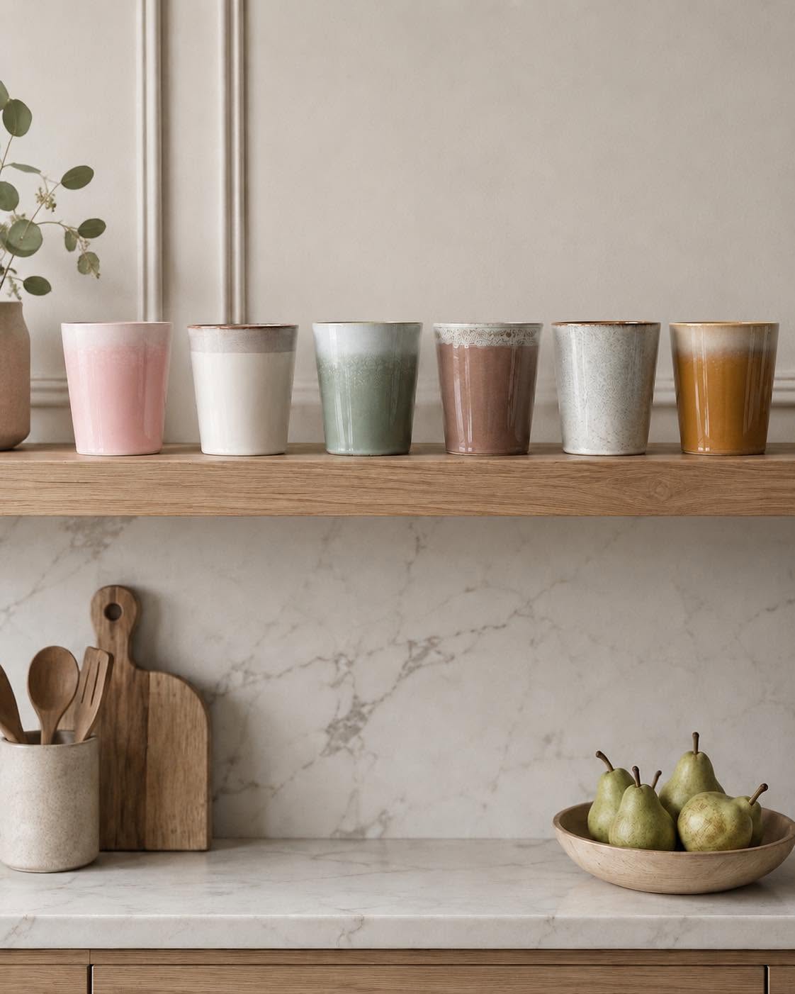 Tasses en grès - 6 pcs - Plusieurs tailles