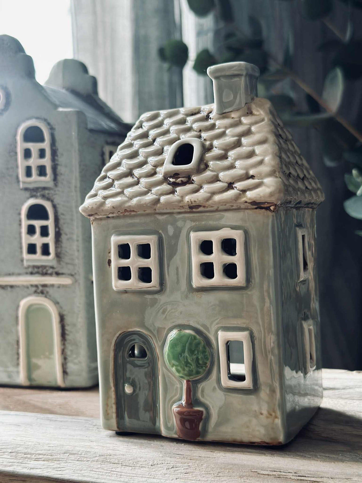 Maison photophore vert doux - Céramique