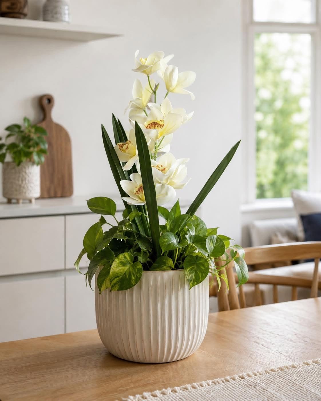 Tige d’orchidée - 43 cm Blanc / jaune