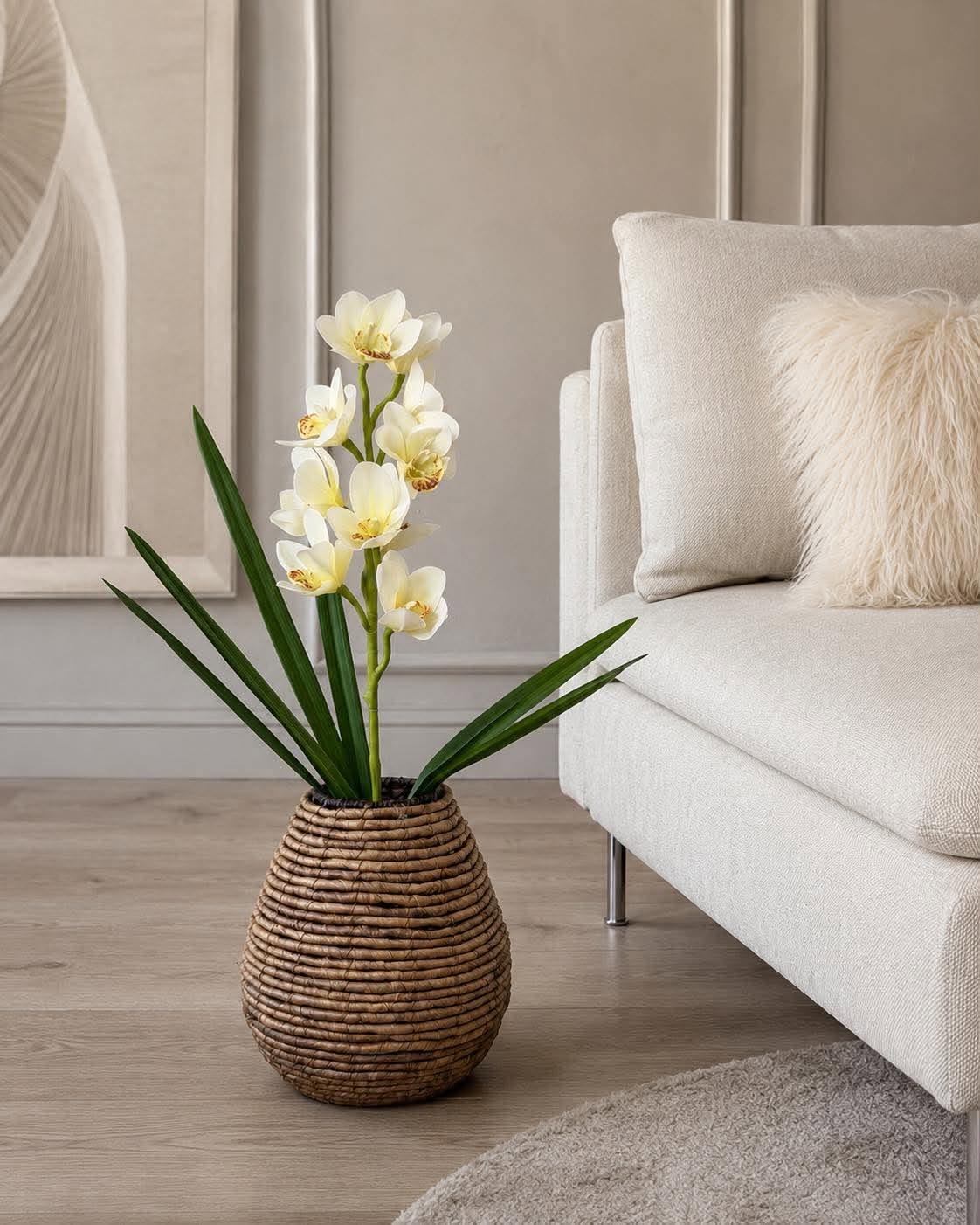 Tige d’orchidée - 78 cm blanc / jaune