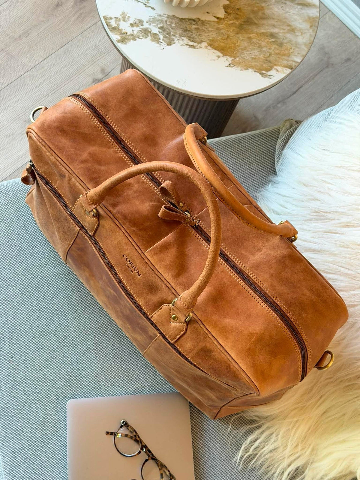 Sac de week-end Vinted cognac