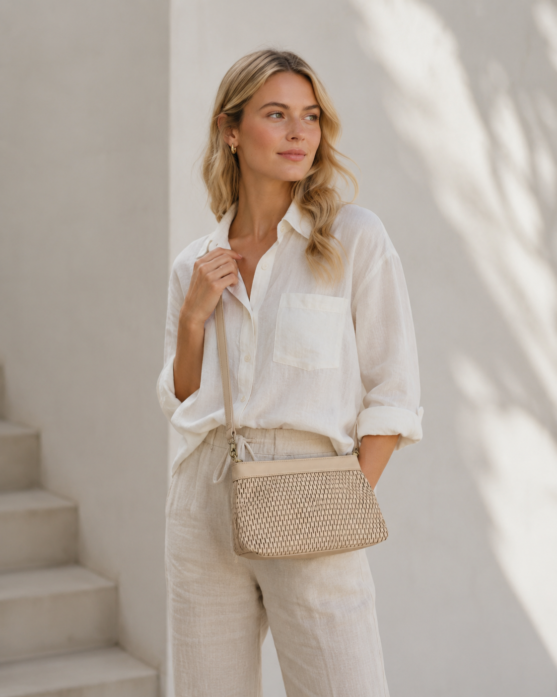 Clutch avec motif perforé - Sable