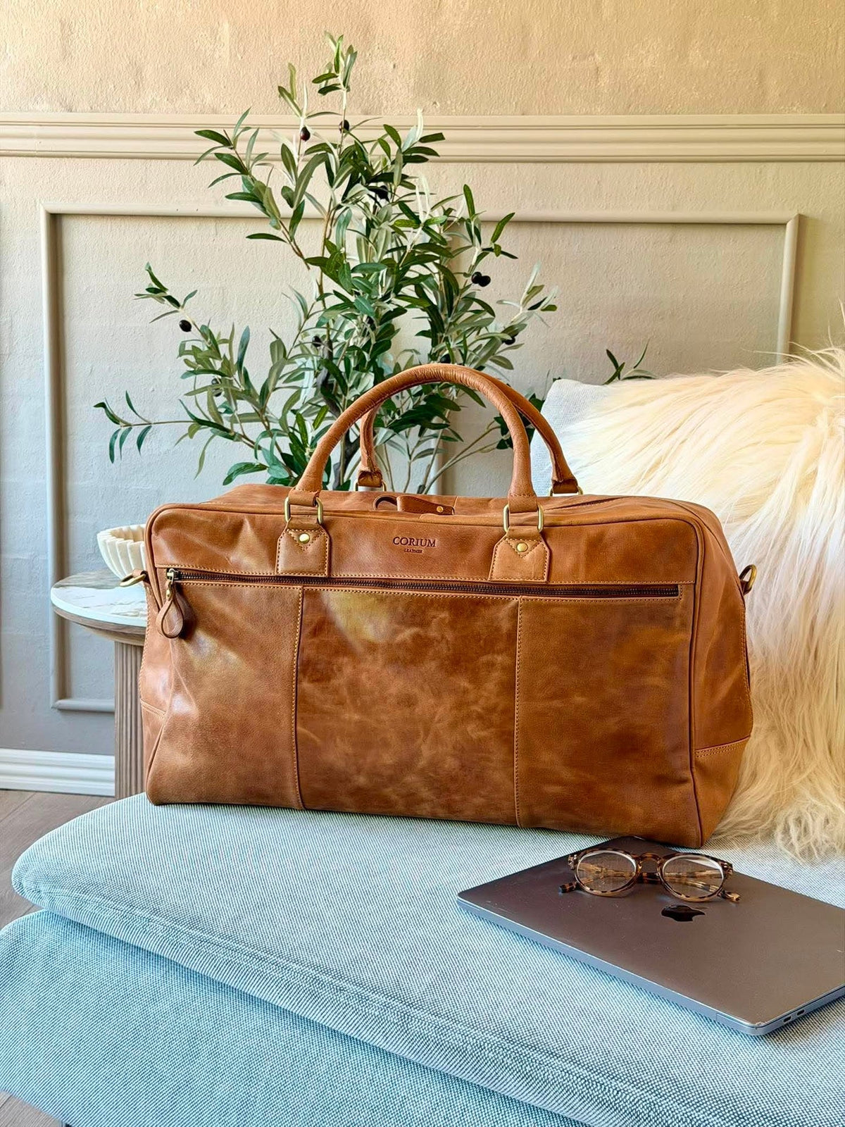 Sac de week-end Vinted cognac