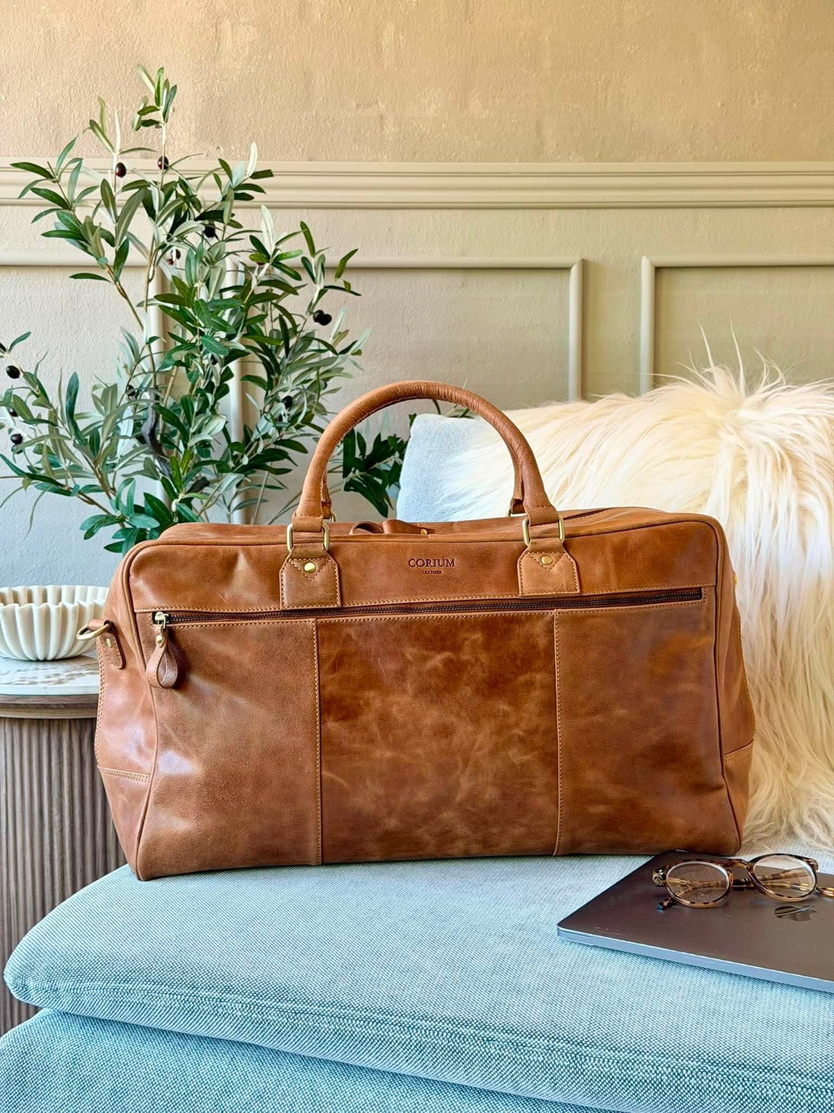 Sac de week-end Vinted cognac