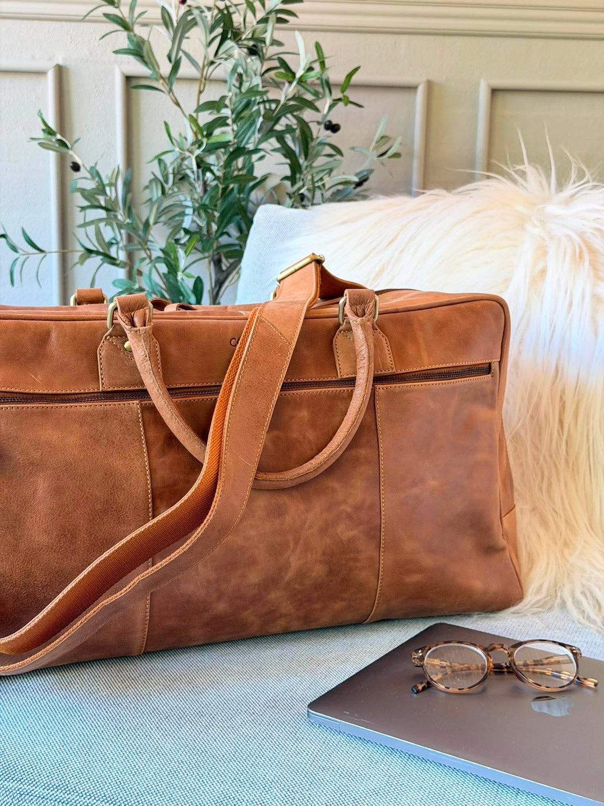 Sac de week-end Vinted cognac