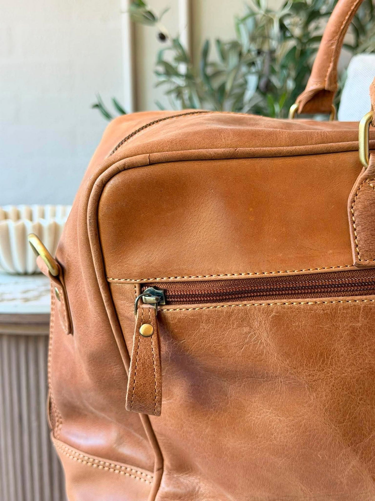 Sac de week-end Vinted cognac