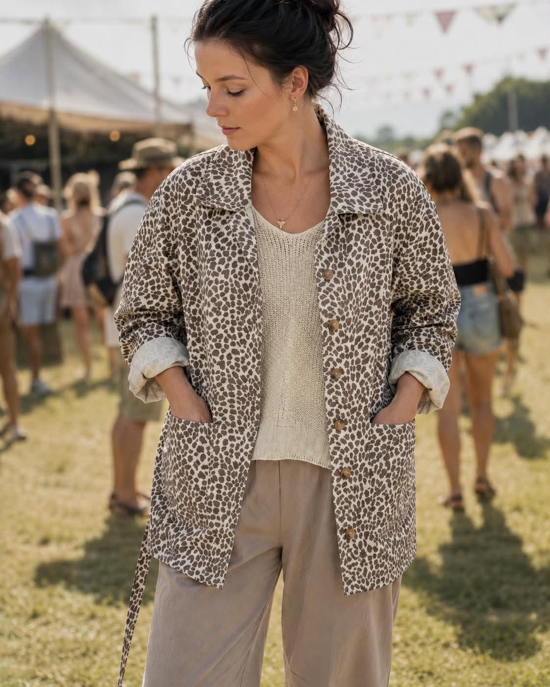 Veste canvas léopard