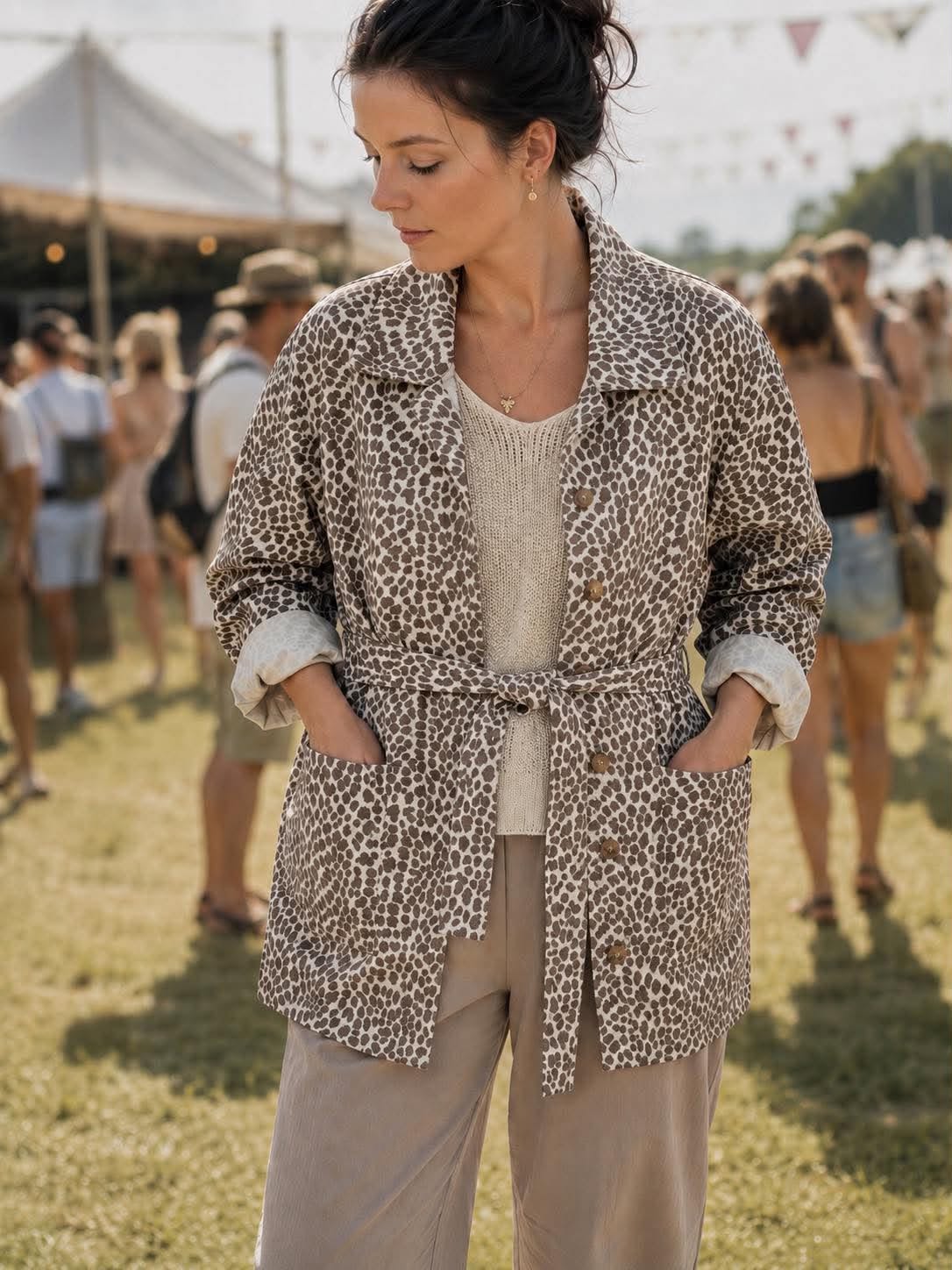 Veste canvas léopard