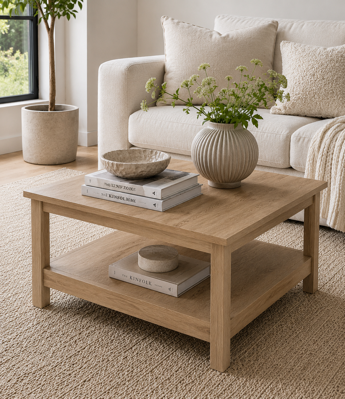 Table basse avec étagère