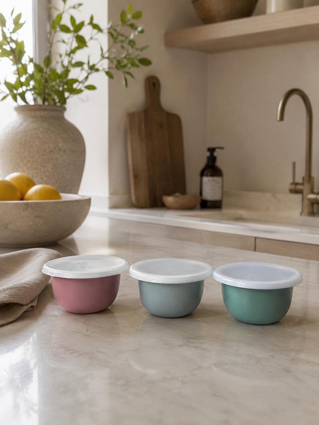 Bols avec couvercle PASTEL – Lot de 3 bols