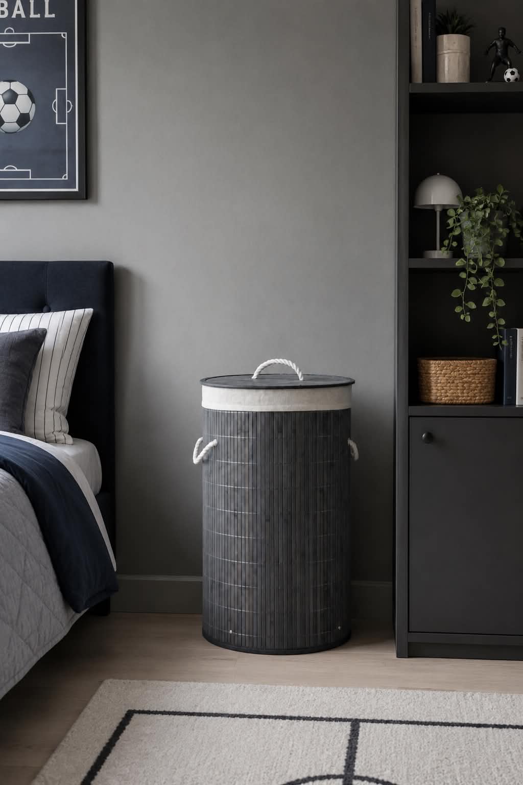 Panier à linge en bambou - Gris