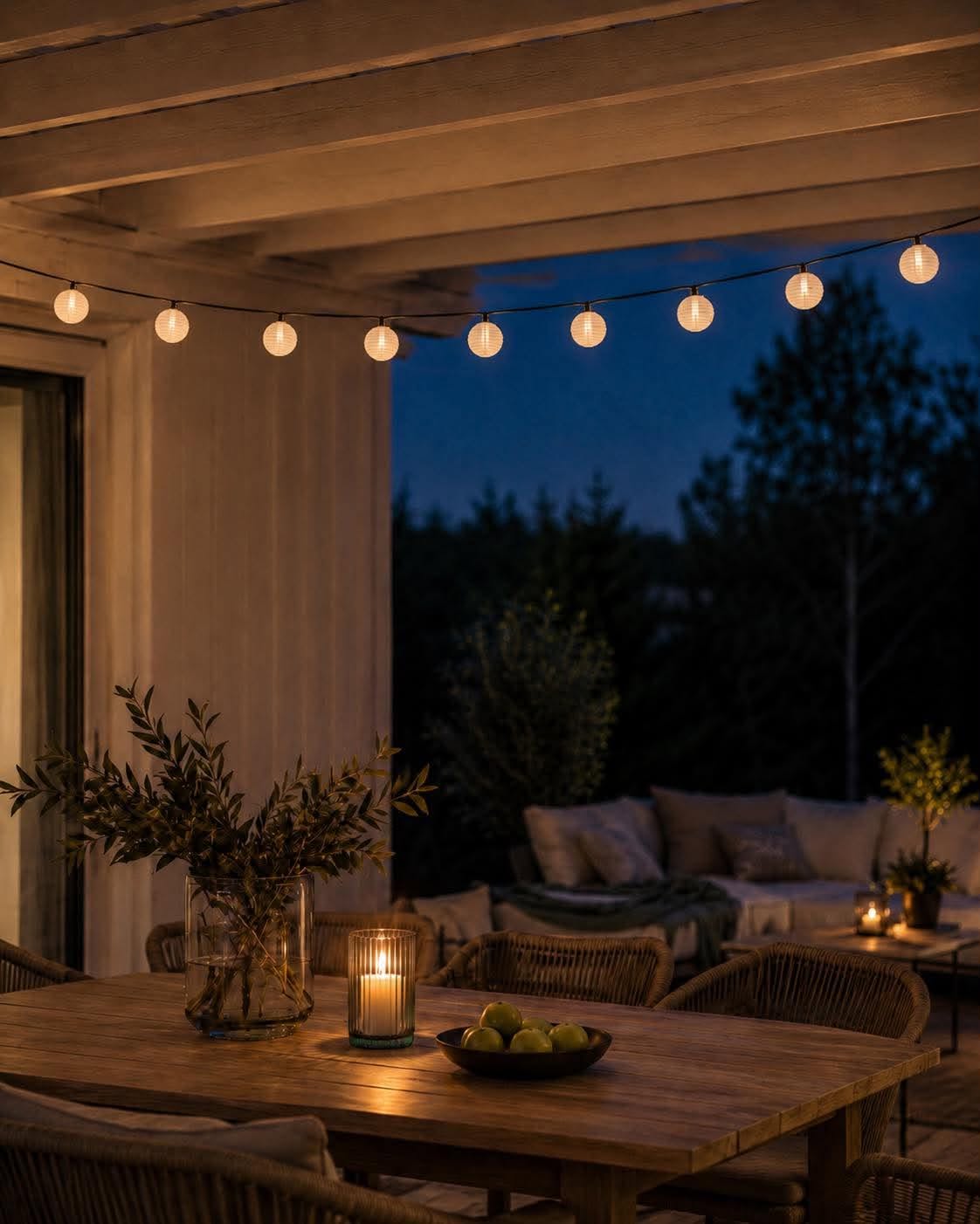 Guirlande solaire LED Mary, 10 boules blanches