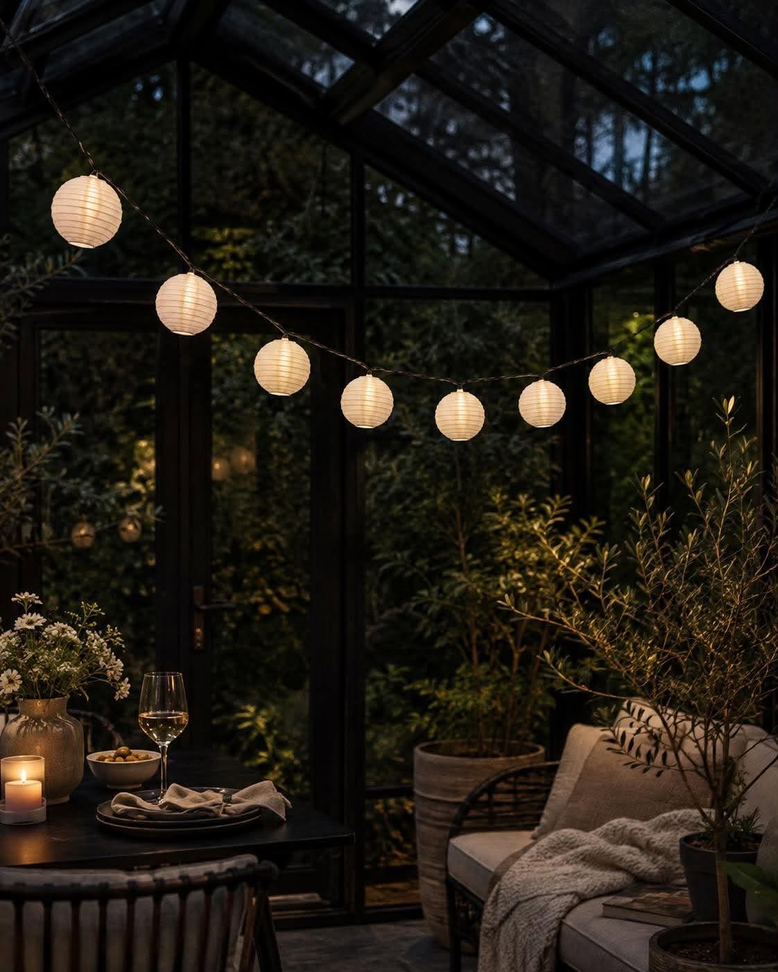 Guirlande solaire LED Mary, 10 boules blanches