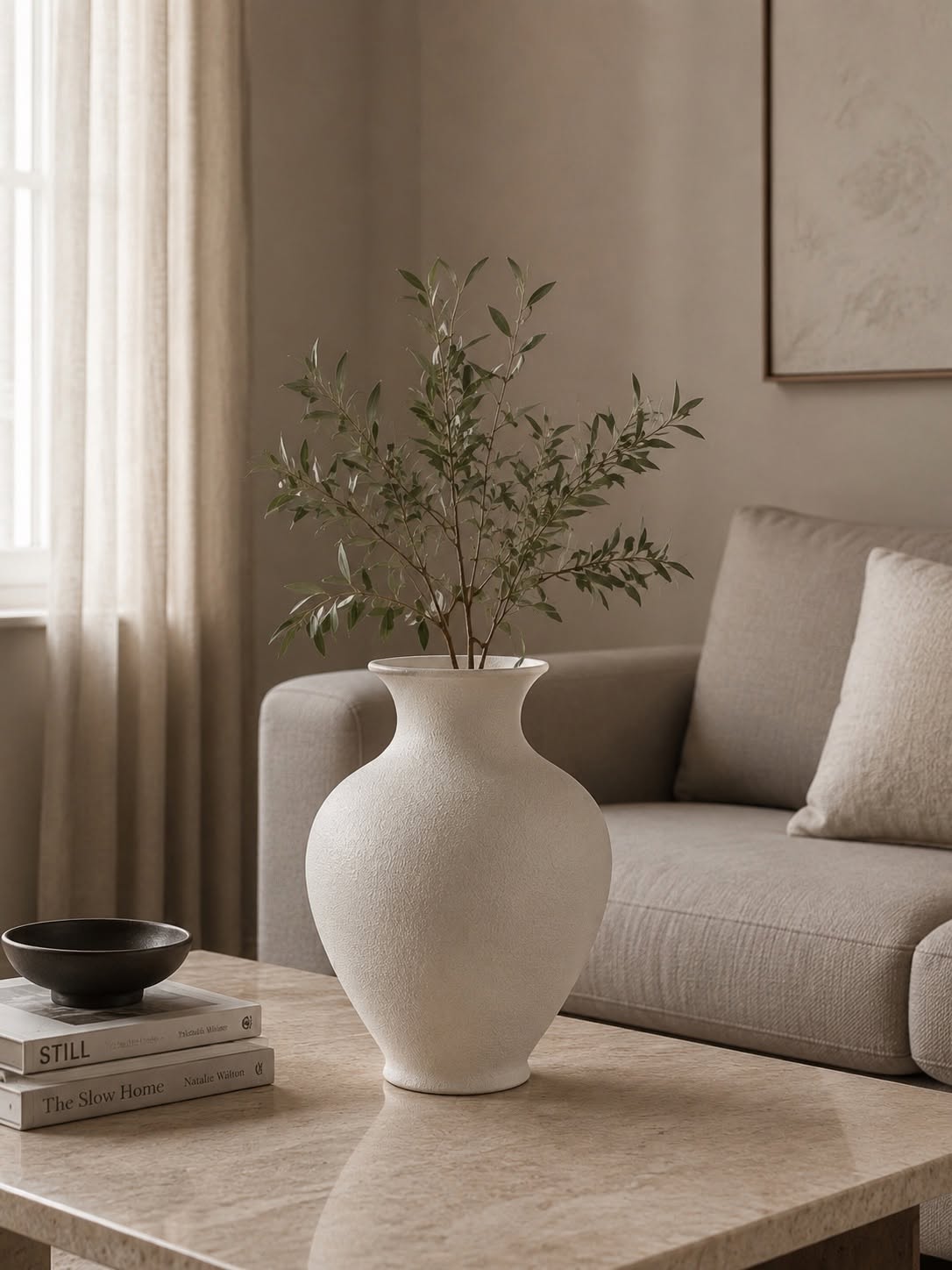 Vase en métal - blanc cassé 31 cm
