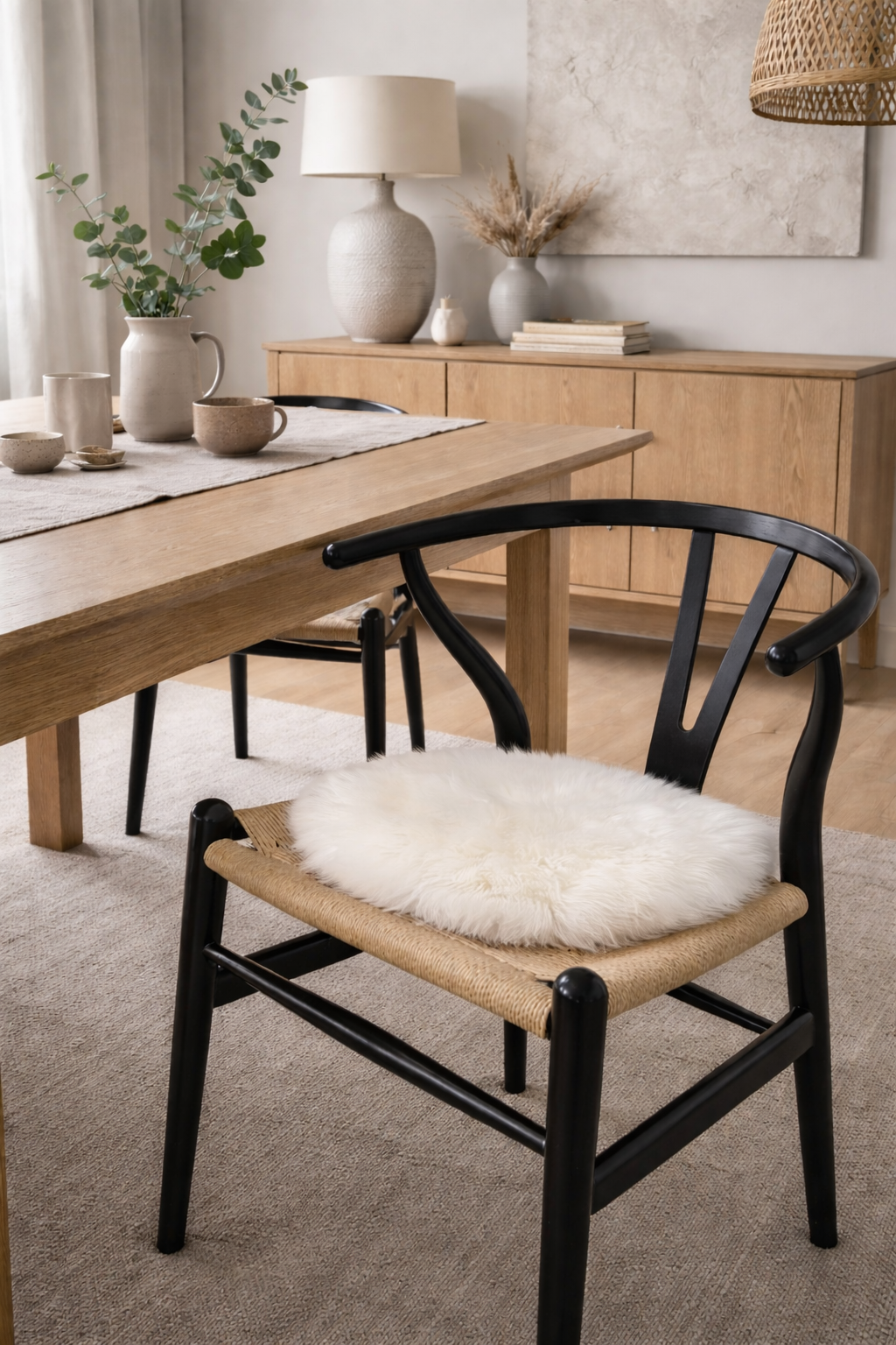 Peau de siège Ø 34 cm - Peau de mouton blanche