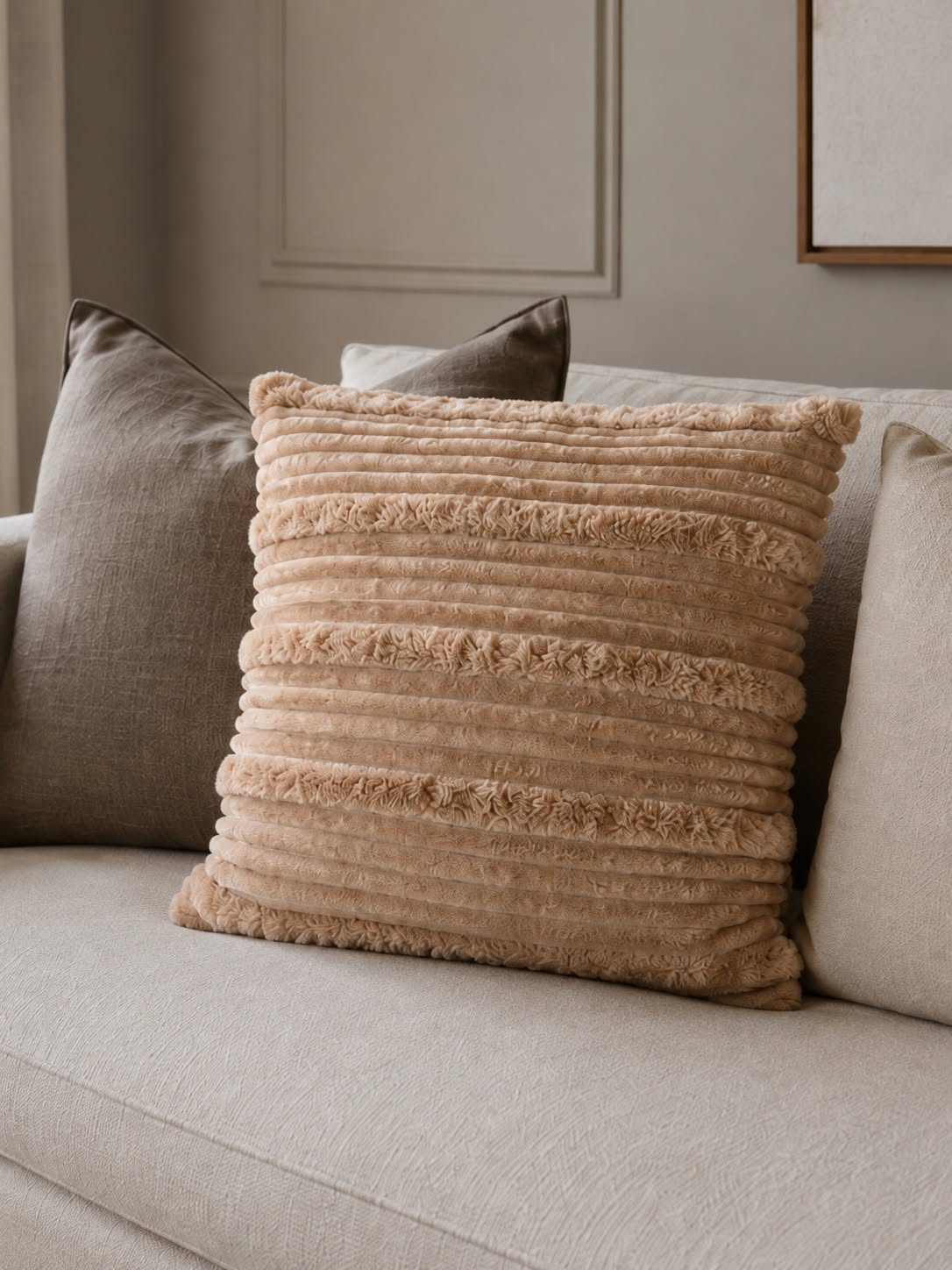Coussin avec rembourrage 45x45 cm - Beige
