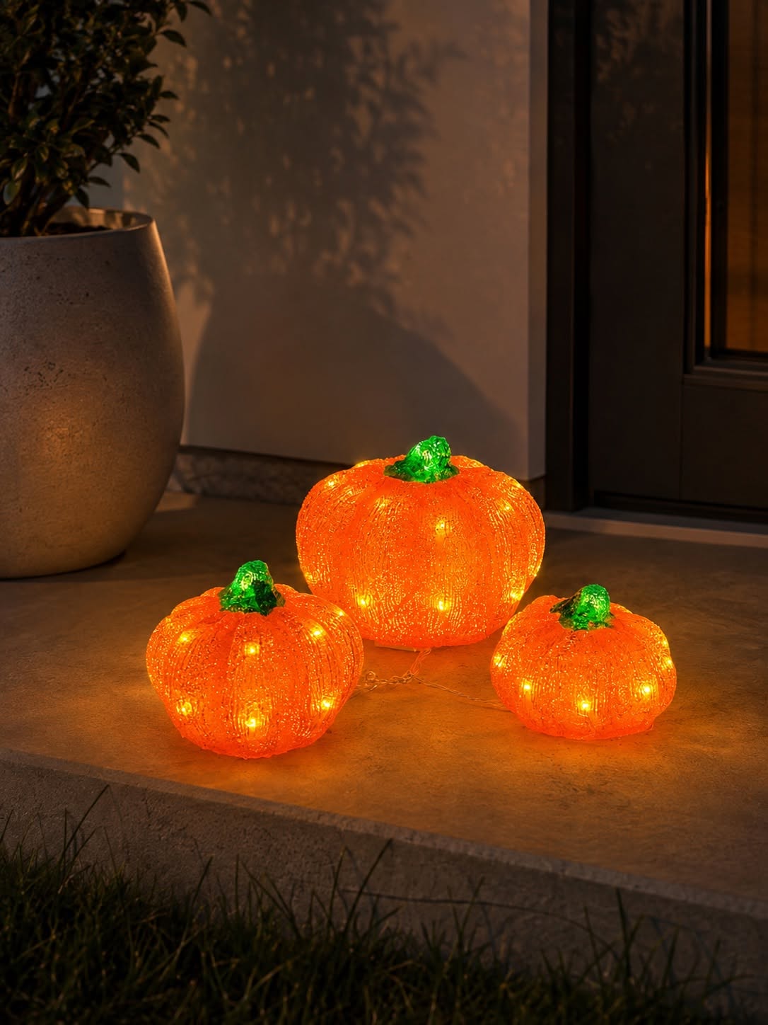 Citrouilles avec lumière LED - Lot de 3 pièces