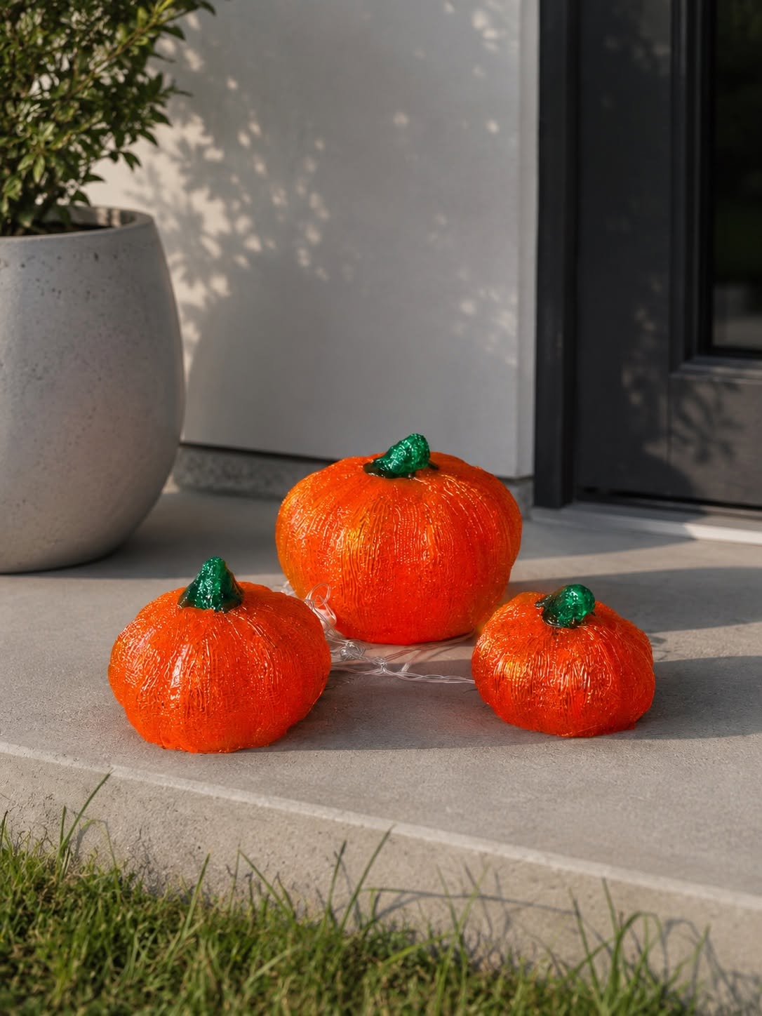 Citrouilles avec lumière LED - Lot de 3 pièces