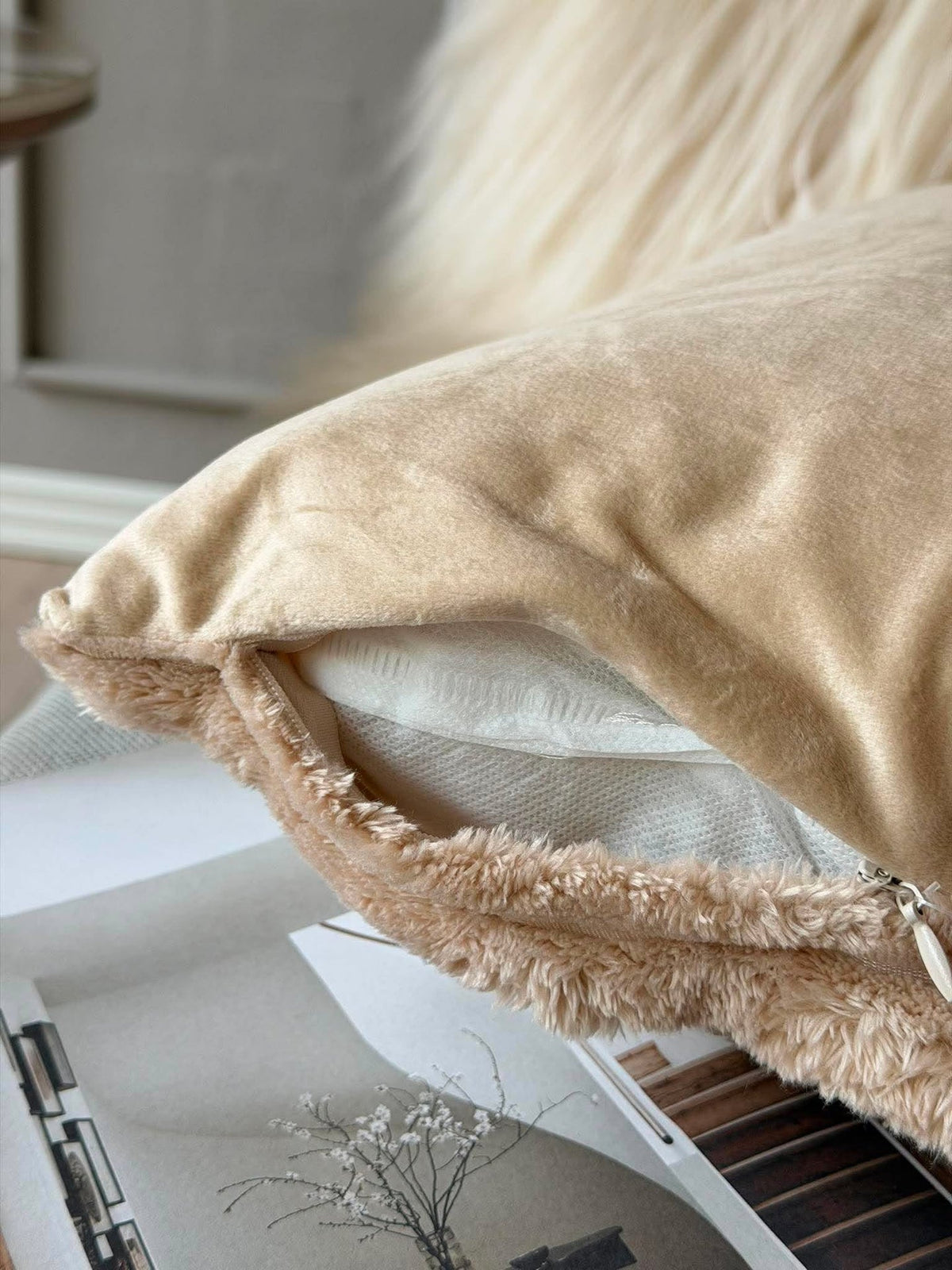 Coussin avec rembourrage 45x45 cm - Beige