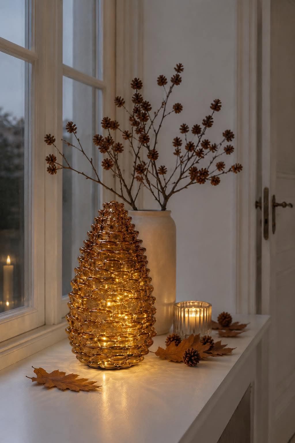 Pomme de pin avec lumière LED - plusieurs tailles