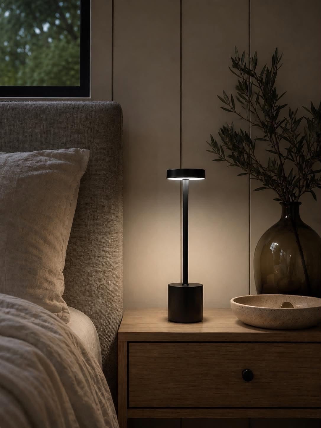 Lampe de table LED BLACK - rechargeable avec fonction tactile